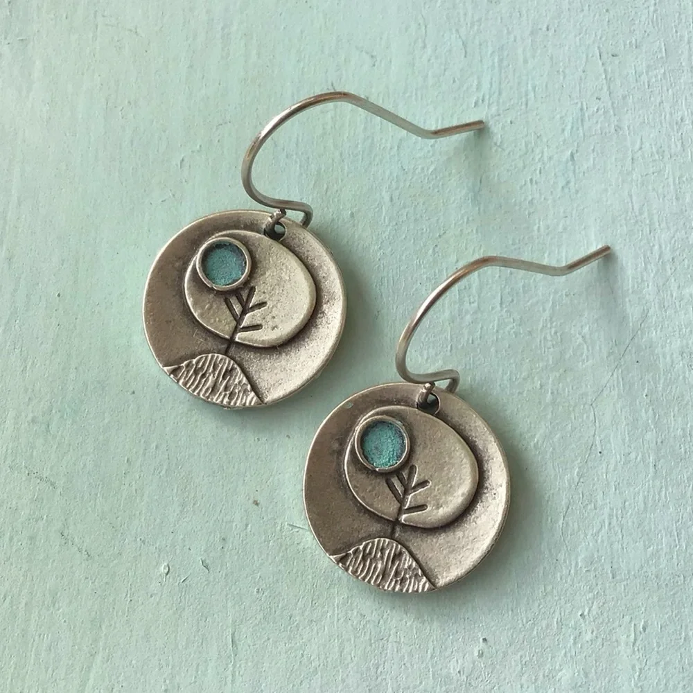 Sale Sundance Charm Earrings Silver Tree blue patina - Picture 5 of 5